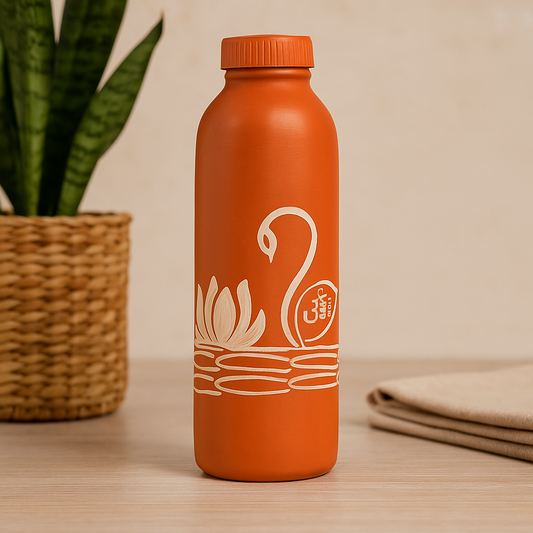 Mittikala Clay Water Bottle,Natural Self Cooling Water Bottle 650 ml,Alkaline Water from Pure Clay